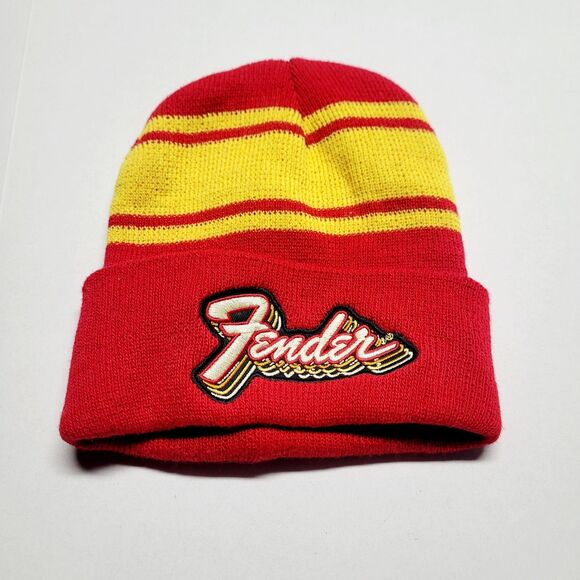 Fender Other - FENDER Logo Tobagon Beanie Fall Winter Stocking Hat Red Yellow Guitar Retro Mens